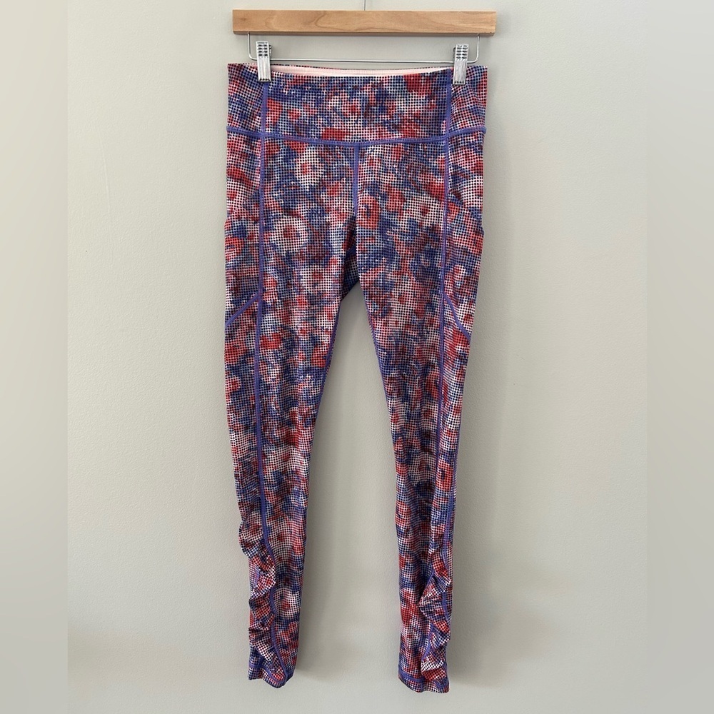 Lululemon Circa 2016 Speed Light Checker Blooms Full Length Zipper Back Leggings - Picture 6 of 7